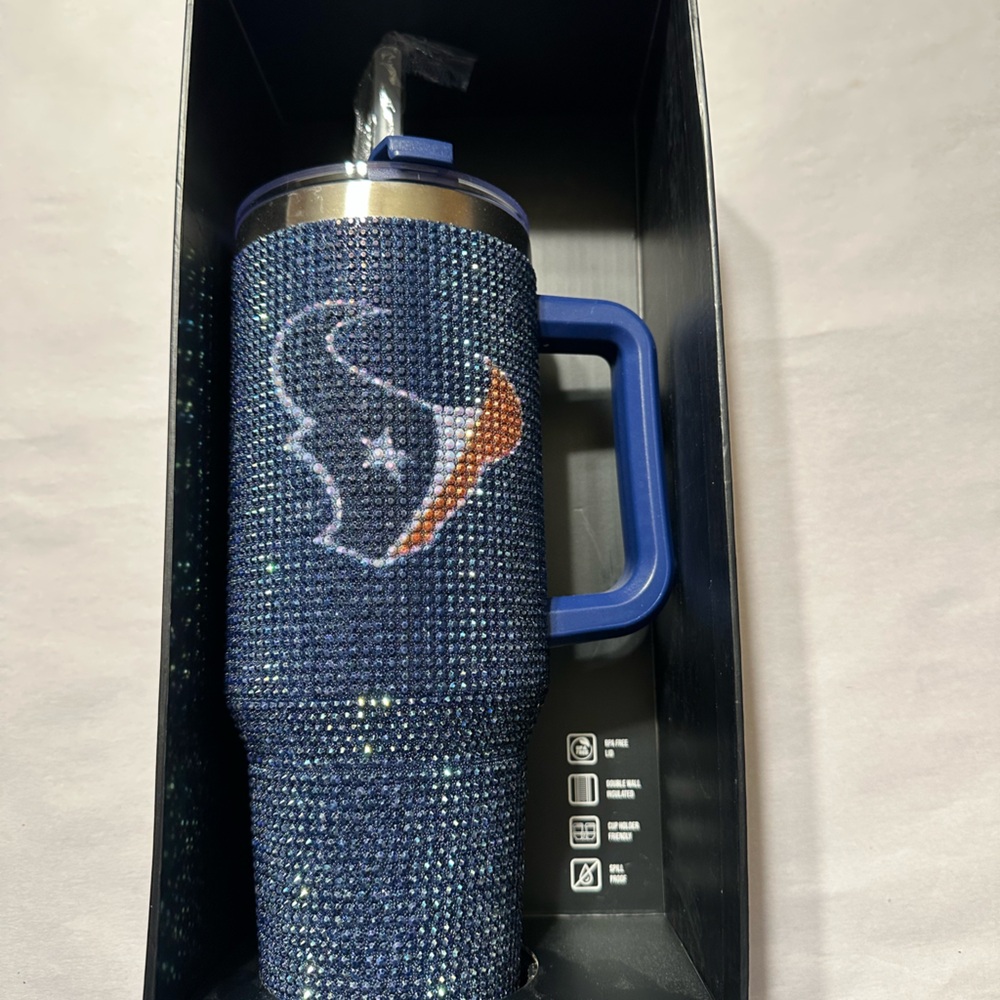 Blue Rhinestone Tumbler with Handle